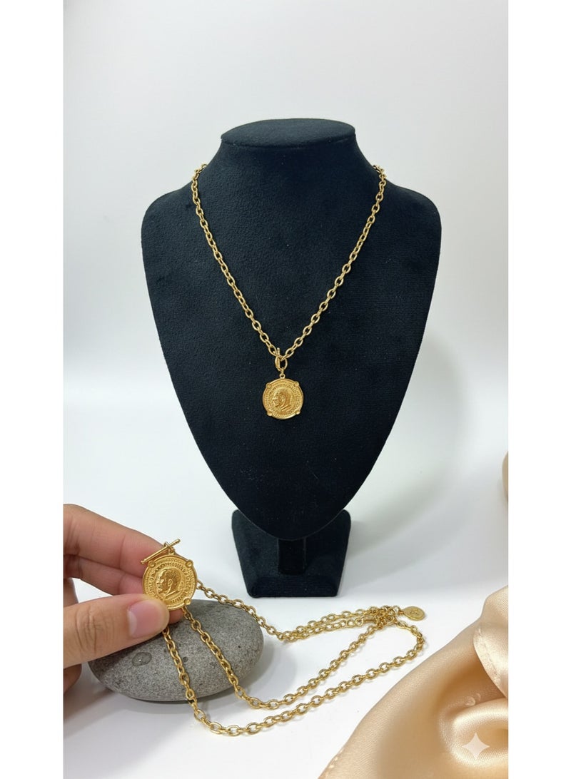 WARD Minimalist Gold Tone Stainless Steel Dainty Choker with Circular Drops - High Quality Jewelry. - Image 1